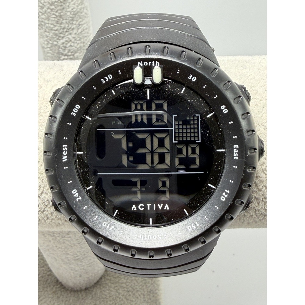 Activa Digital Mens Watch New Battery 50MM 9"‎ Black Ruber Band